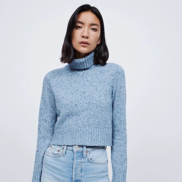 RE/DONE 60S SLIM TURTLENECK SWEATER - DONEGAL SKY - Picture 1 of 11